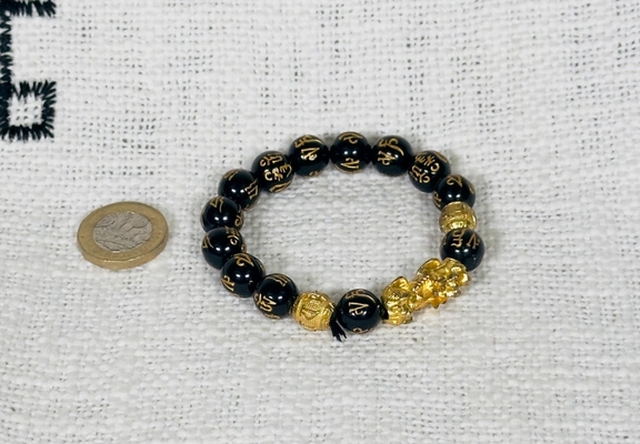 Black Obsidian Gold Plate Bracelet