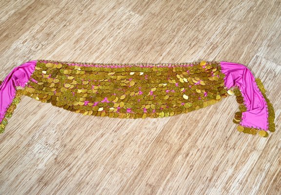 Gold, Pink Paillettes Scarf