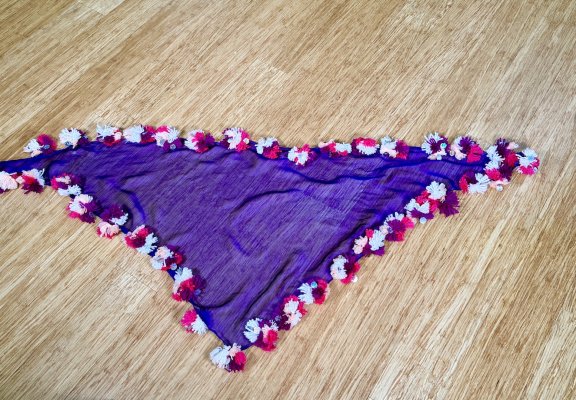 Purple Pompom Scarf